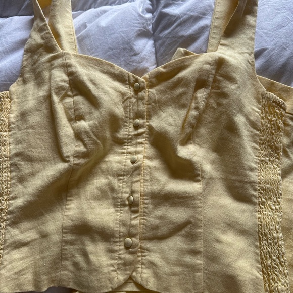 Butter Yellow Button-Up Top and Skirt set - Picture 2 of 9